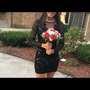 Express Black Fitted Sequence Dress Size 4